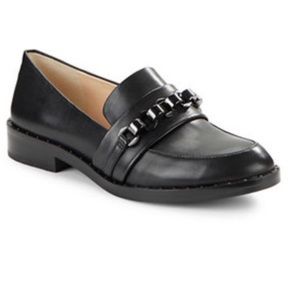 New in box Karl Lagerfield mini stud chain link loafers